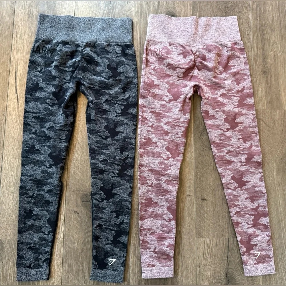 Gymshark Seamless Camo Leggings Bundle 2 Pairs High Waist Activewear Size Small - Picture 2 of 12